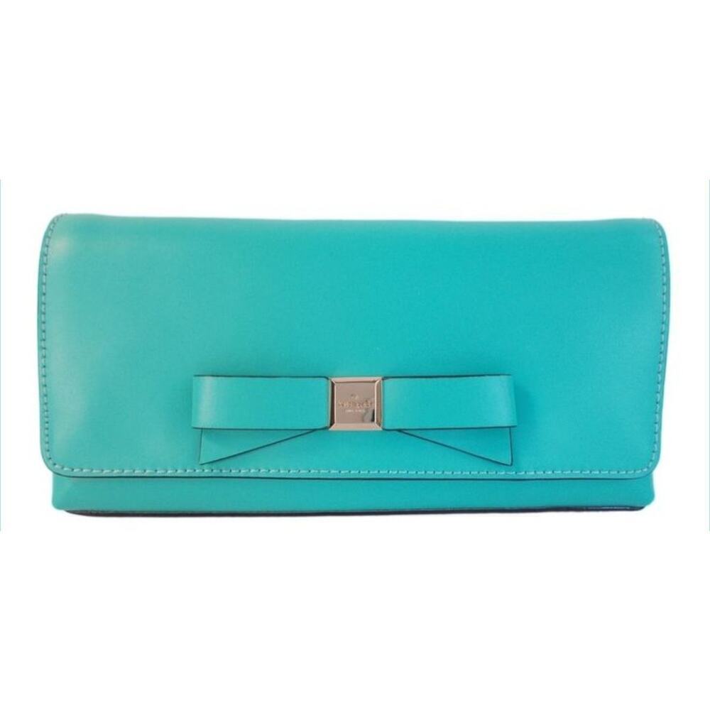 Kate Spade Aqua Bow Clutch Pre-Loved Turquoise Blue